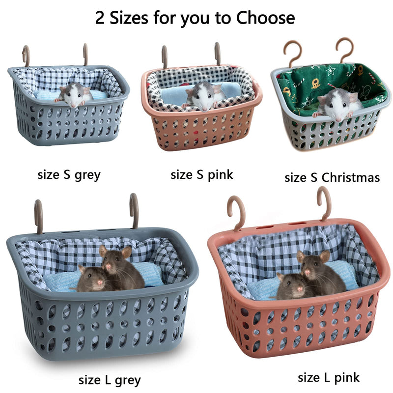 JWShang Rat Bed, Rat Hammock Hanging Basket Warm Bed, Rat Cage Accessories and Habitats, Small Animals Removable Nest Mat for Hamster, Sugar Glider, Rat (Small, Grey) Large - BeesActive Australia
