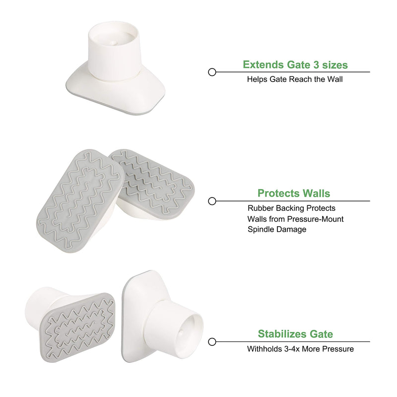 Baby Gate Extender Wall Protector - Pressure Mounted Gates Extension Kit Extends 1.1-3.5 inches Child Safety Gates and Protect Walls & Doorways from Pet & Dog Gates - Work on Stairs (White) White - BeesActive Australia