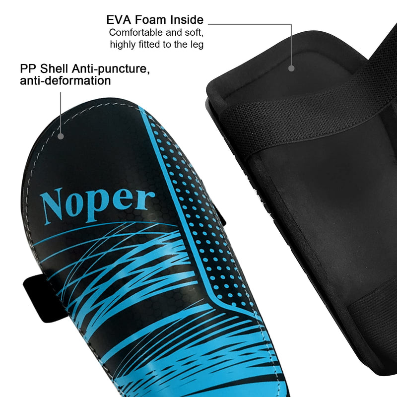 Soccer Shin Guards for Kids Youth, Shin Guard and Shin Guard Sleeves for Boys and Girls for Football Games EVA Cushion Protection Reduce Shocks and Injuries C-Blue03+Black03 Large - BeesActive Australia
