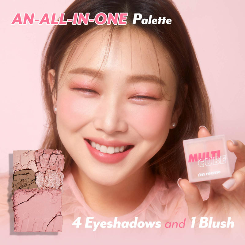 I'M MEME Multi Cube 3 | 01 Sweet Pink | Mini Multi Palette with 4 Eye-shadows and 1 Blush | K-beauty - BeesActive Australia