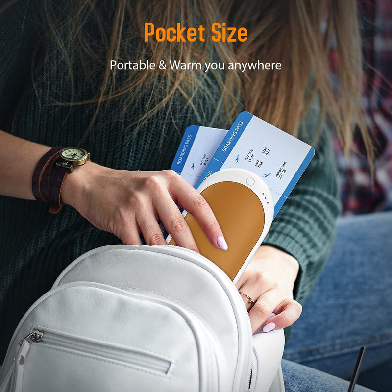 BESKAR Rechargeable Hand Warmer, Electric Handwarmer with 12Hrs Long Lasting Heating, Double-Sided Heating & Quick Charge, Portable Pocket Hand Warmer & Powerbank for Outdoor, Golf, Raynauds Brown - BeesActive Australia