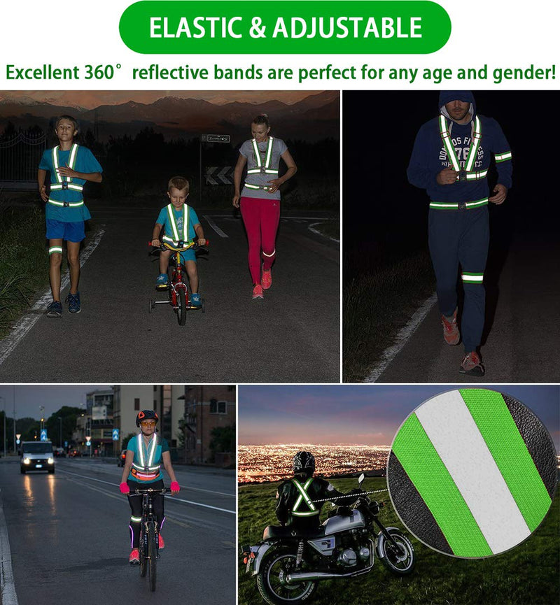 Reflective Vest, Reflective Glow Belt with 2Pack Reflector Armbands, Adjustable Elastic Safety Vest Outdoor Reflective Belt High Visibility, Ultralight & Comfy for Running, Jogging, Walking, Cycling, - BeesActive Australia