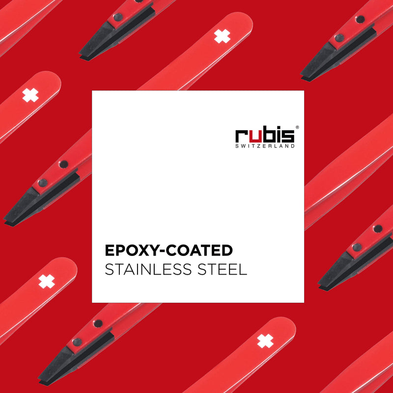 Rubis Classic Techno Swiss Cross Tweezers, Epoxy Coated Stainless Steel for Precise Eyebrows and Hair Removal 1KS101,Rubis Switzerland Swiss Made World Renowned Precision - BeesActive Australia