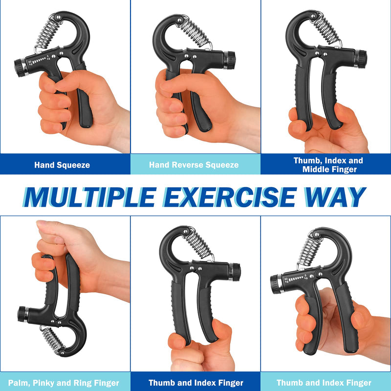 AIXPI Grip Strength Trainer, Hand Grip Exerciser Strengthener with Adjustable Resistance 11-132 Lbs (5-60kg), Forearm Strengthener, Hand Exerciser for Muscle Building and Injury Recover black-2pack - BeesActive Australia