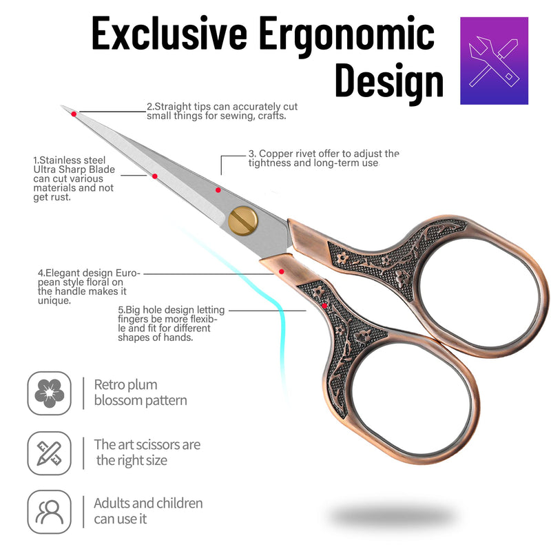Glexal Facial Small Hair Grooming Beauty Scissors,2pcs 5 inch Comestic Cutting shears for Men and Women,Hair Trimming,Beard,Nose Hair,Eyelash,Sewing,Embroidery,Craft, Art Work & Everyday Use Gold&multicolor - BeesActive Australia