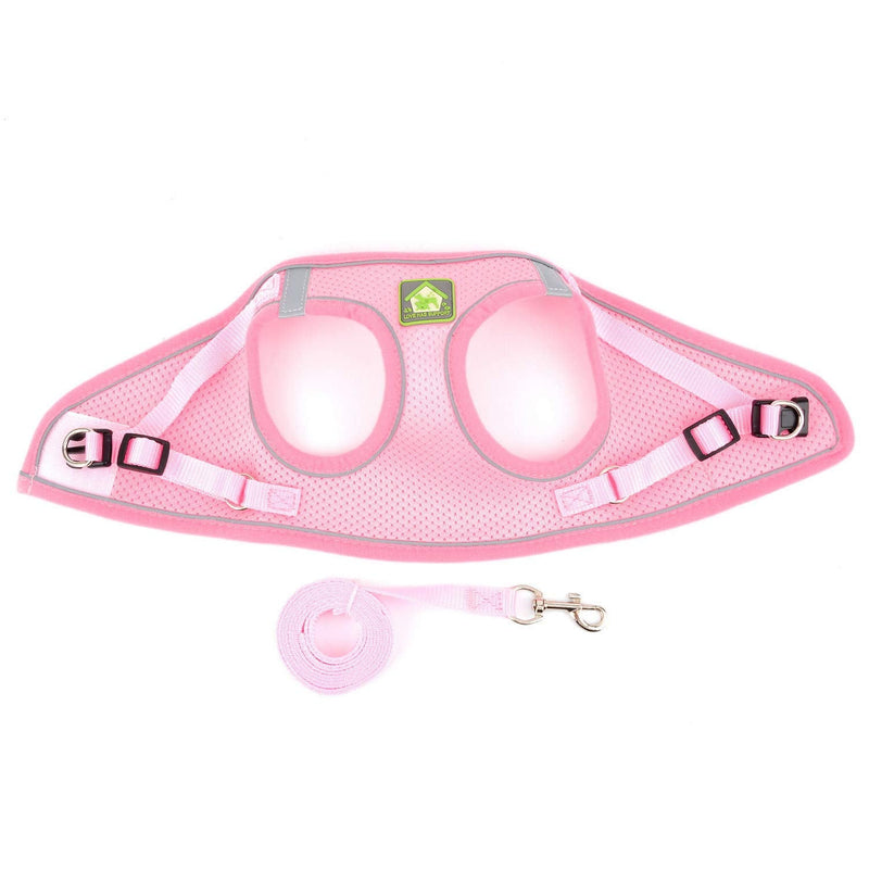 SMALLLEE_LUCKY_STORE Soft Mesh Puppy Harness Vest,Step-in Small Dog/Cat Harness and Leash Set for Walking Outdoor XS(chest 10.0",for 1-3 lbs) pink - BeesActive Australia