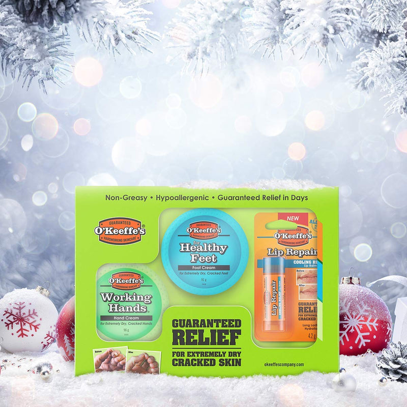 O’Keeffe’s Skincare Giftpack - Working Hands 96g, Healthy Feet 91g and Lip Repair 4.2g - BeesActive Australia