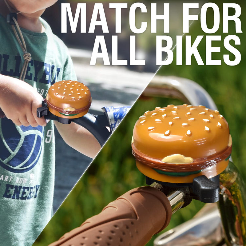 MARQUE Hamburger Kids Bike Bell – Fun Bicycle Bell for Boys and Girls, Also Fit Balance Bike and Scooter, Must Have Accessory Add On for Children Bike - BeesActive Australia