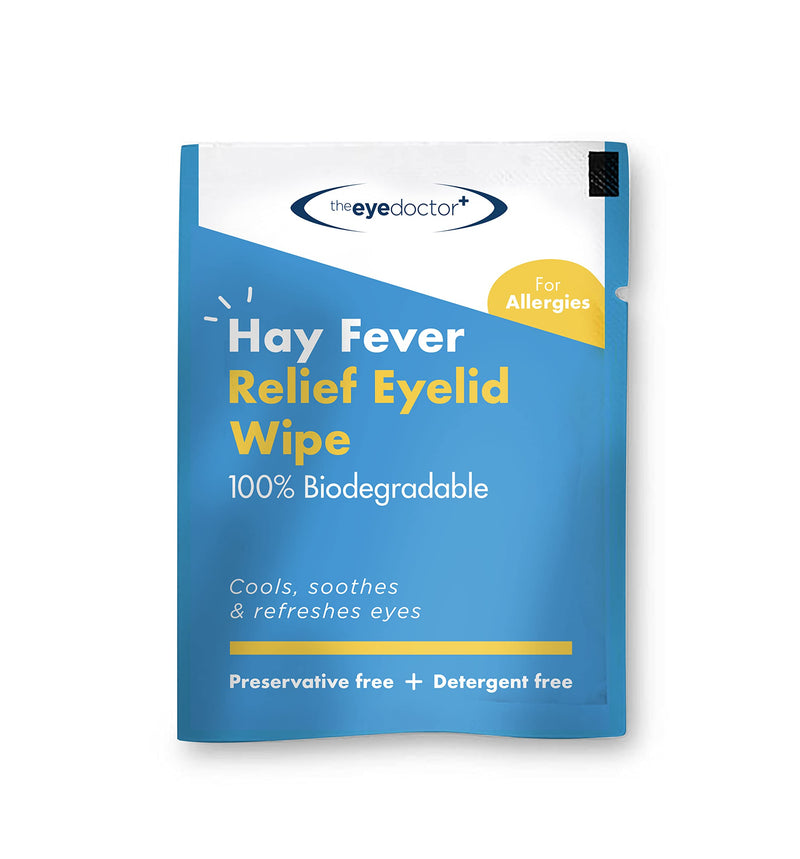The Eye Doctor Hay Fever Relief Eyelid Wipes - 20x Single Use Eye Wipes for Allergy & Hayfever - Inflammation, Watery Itchy Eyes, Headaches & Migraines - Cooling Soothing Relief 20 Count (Pack of 1) Allergy Wipes - BeesActive Australia