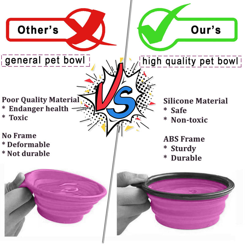 LAVAED 4 Pack Collapsible Dog Bowl Portable Foldable Travel Pets Bowls Cats Water Feeding Food Bowls Silicone Expandable Cup Dish Puppies for Walking Camping Outdoors with Carabiner Clip - BeesActive Australia