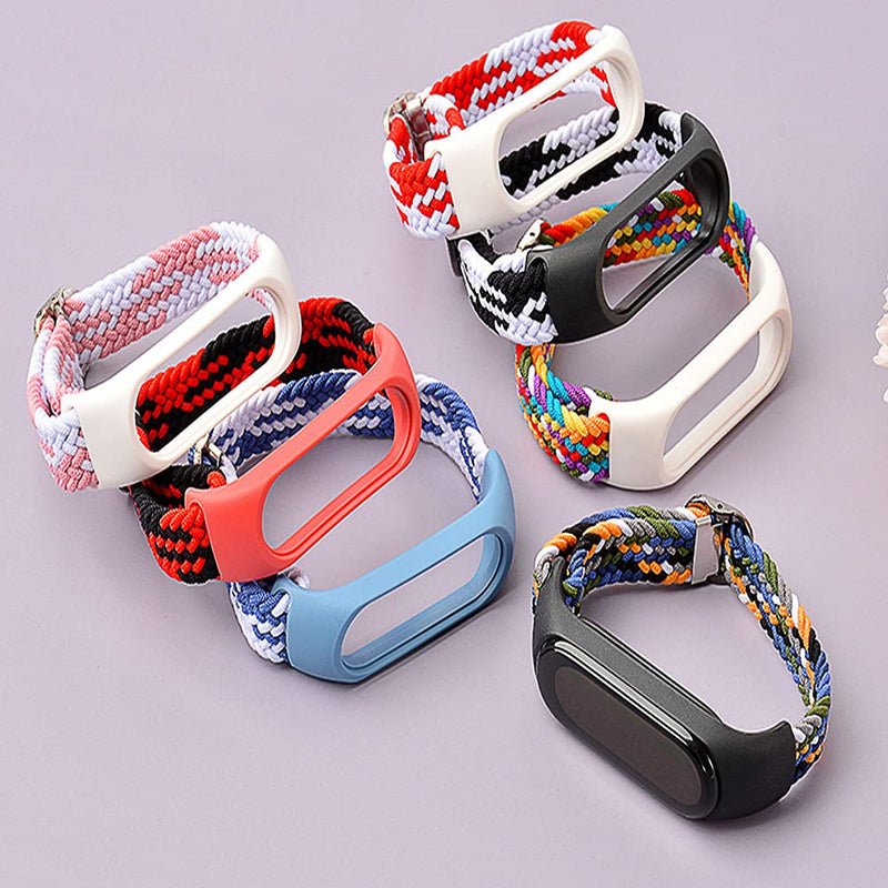 Braided Solo Loop Strap Compatible for Xiaomi Mi Band 6 5 4 3, Adjustable Nylon Elastic Sport Replacement Wristband for Xiaomi Band Mi Band 6, Mi Band 5, Mi Band 4, Mi Band 3 Black - BeesActive Australia