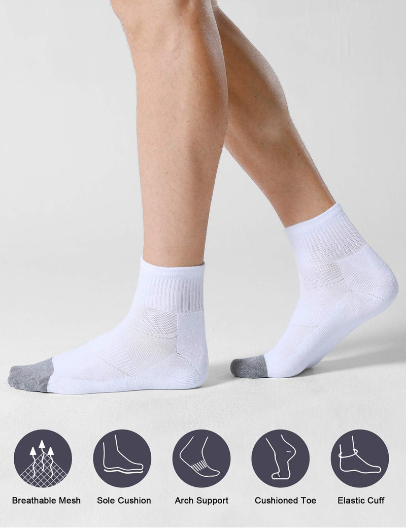 CelerSport 6 Pack Men's Ankle Socks with Cushion Athletic Running Socks White 12-15 - BeesActive Australia