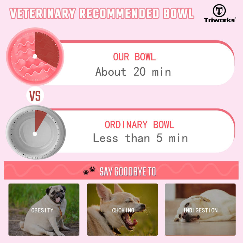 Slow Feeder Dog Bowl Pet Durable Slow Food Bowl Interactive Anti-Gulping Bloat Stop Preventing Choking Healthy Dog Bowls D-pink - BeesActive Australia