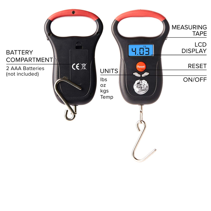 Kraken Bass Fishing Scale - Essential Fishing Gear Accessories Backpack Portable, Electronic Digital Weight Display with Measuring Tape (110lbs/50Kg) Weigh Scale - BeesActive Australia