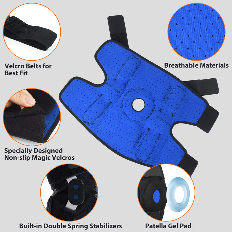 2 Pack Plus Size Knee Brace, Knee Braces for Knee Pain Plus Size. Knee Support for Women Men with Removable Dual Side Stabilizers. Relieves Meniscus Tear, Arthritis, Tendonitis Pain (Adjustable Strap) XX-Large - BeesActive Australia