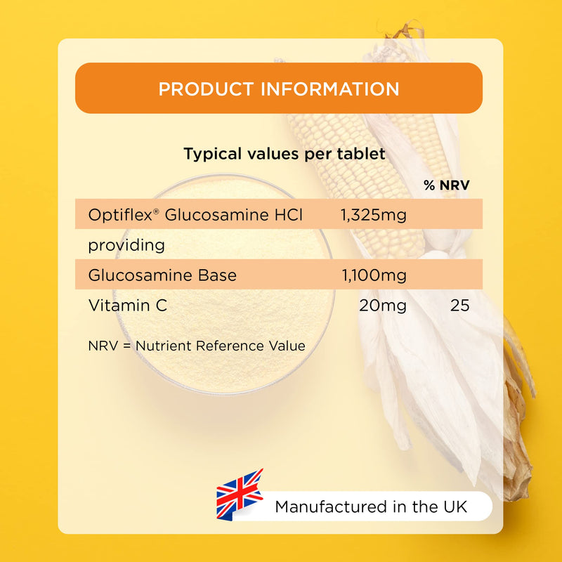 Healthspan Optiflex Glucosamine HCI 1,325mg with Vitamin C (8 Months' Supply) | Shellfish Free Vegan Tablets for Joint Health | 40% More glucosamine Than Glucosamine Sulphate | Added Vitamin C - BeesActive Australia