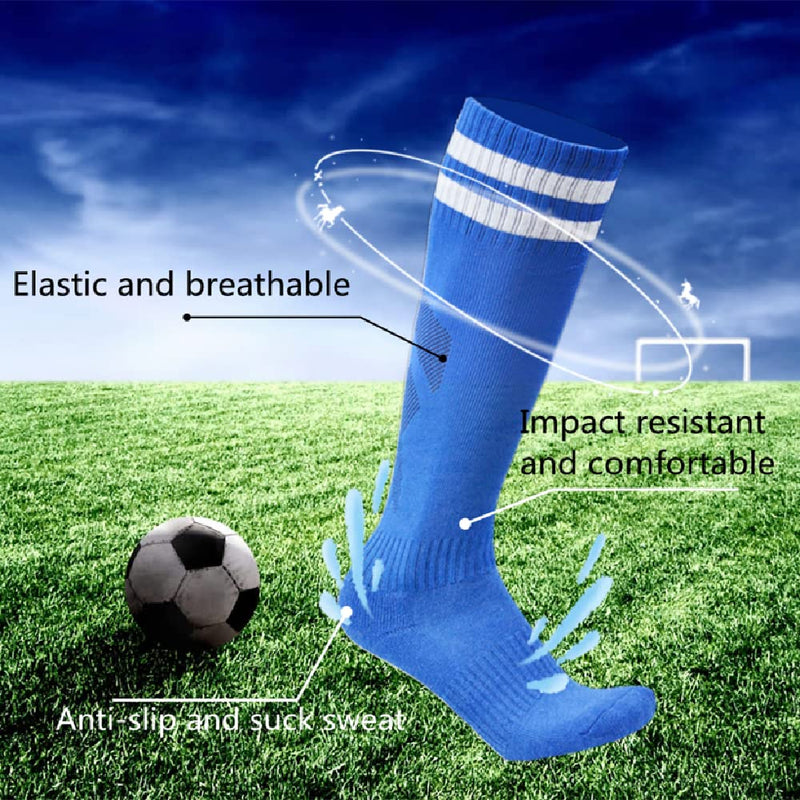 Soccer Shin Guards Kids Youth Over Knee Sleeves Shin Pads and Soccer Socks for 3-13 Years Old Boys and Girls for Football Games EVA Cushion Leg Carf Protection Reduce Shocks and Injuries Set of 2 Pairs Blue - BeesActive Australia
