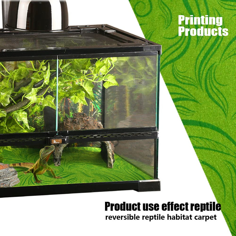 REP BUDDY 2 Pack Reptile Carpet Rainforest Tropical Mat & Reversible Substrate, Terrarium Liner Bedding, for Lizard,Chameleon,Gecko,Snake,Ceratophrys with Tweezers Feeding Tong 40 Gallon(36x18in) - BeesActive Australia