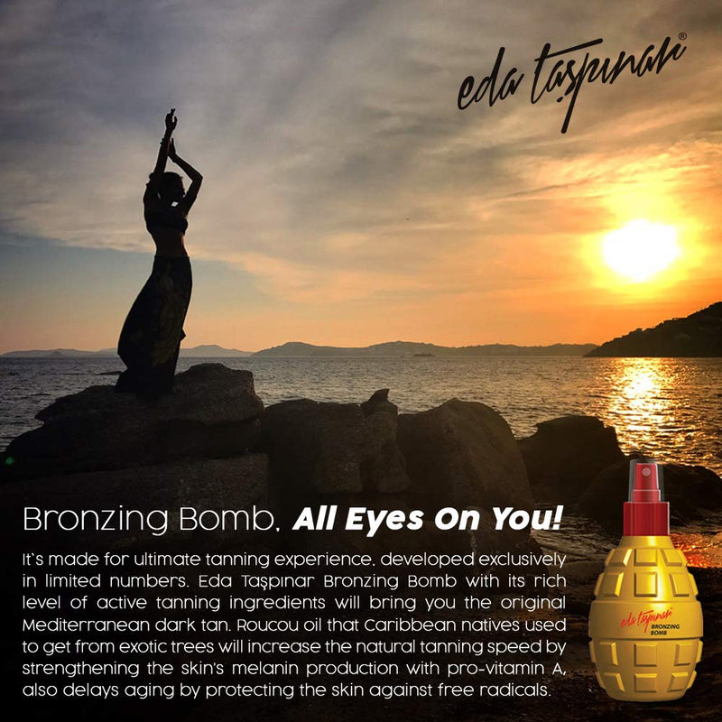 Eda Taspinar Bronzing Bomb, Tanning Oil Spray for Accelerated Dark Mediterranean Tan, All Eyes On You! SPF 0, 200 ml (6.8 oz), 1 Pack 6.76 Fl Oz (Pack of 1) - BeesActive Australia