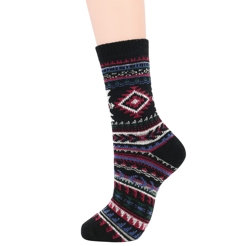 Zando Wool Socks for Men, Fall Winter Socks, Men Dress Sock Cozy Warm Socks, Athletic Hiking Thick Crew Sock, Christmas Socks One Size Vintage Square - BeesActive Australia