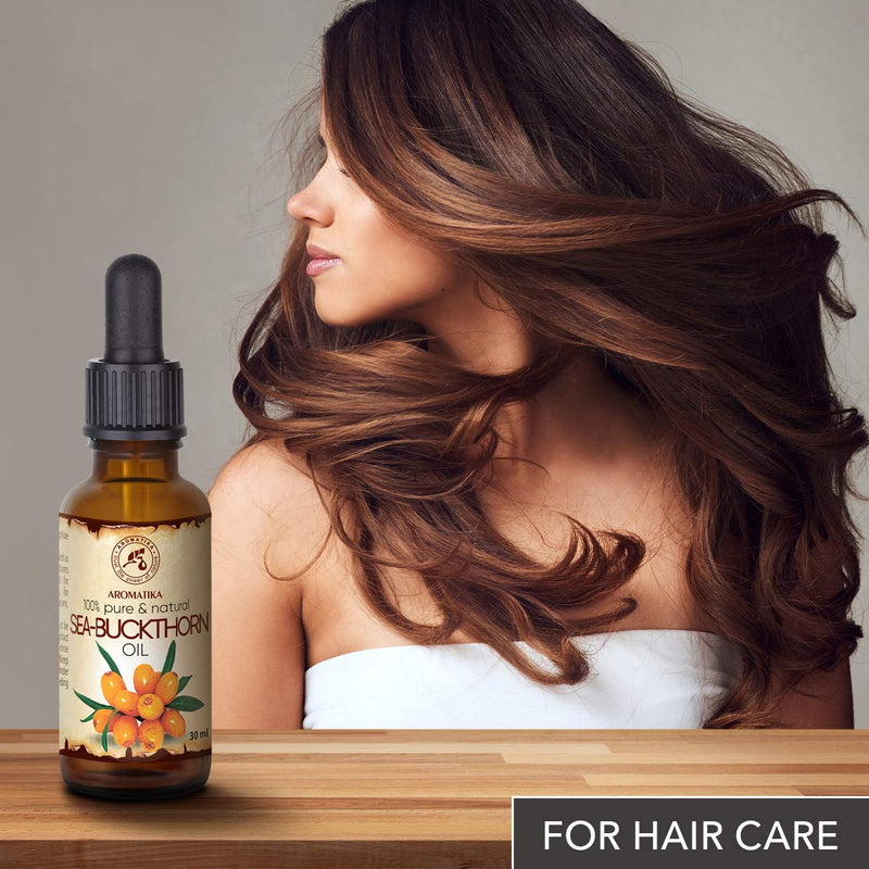Sea Buckthorn Oil 1 OZ - 30ml - with Dropper - Cold Pressed - Hippophae Rhamnoides Oil - 100% Pure & Natural Sea Buckthorn Berry Oils for Face - Hair - Skin Care - Oils for Beauty & Health - Glass Bottle - BeesActive Australia