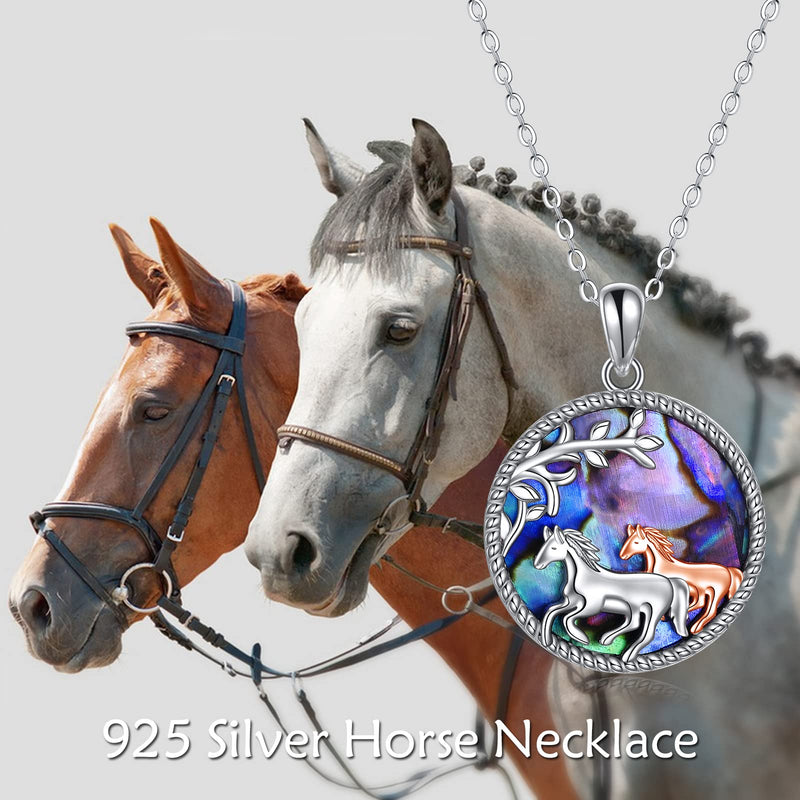 YFN Horse Necklace Sterling Silver Abalone Shell Horse Pendant Jewelry Horse Lovers Gifts for Women Girls - BeesActive Australia