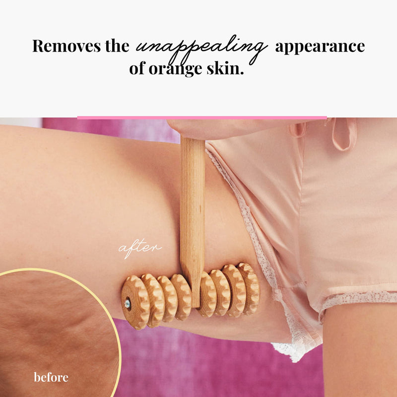 Tuuli Accessories Anti Cellulite Massage Roller T-Roller Tool Massager Maderotherapy Wooden 37 x 13 cm - BeesActive Australia