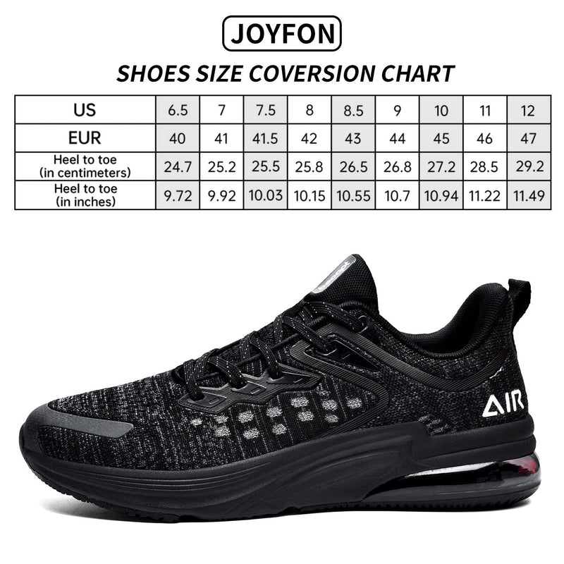 JOYFON Men's Air Athletic Running Shoes Fashion Trail Sport Gym Jogging Walking Tennis Fitness Sneaker 6.5 Allblack - BeesActive Australia