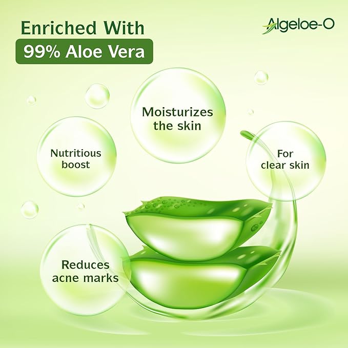 Algeloe-O Organic Aloe Vera Gel 99% Pure Natural is USDA Certified Aloe Vera Powder Paraben Uncolored and Sulfate-Free - 500ml/16.9oz - BeesActive Australia