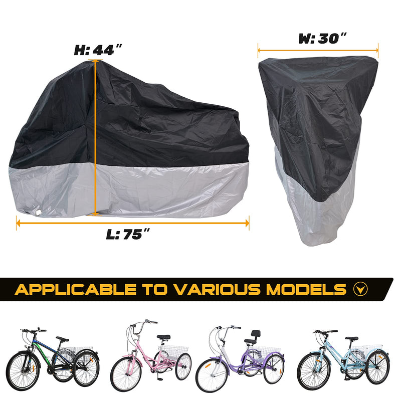 MOONCOOL Adult Tricycle Cover Trike Cover, 3 Wheeled Bicycle Bike Cover for Outdoor Storage Waterproof, Dust Wind Proof for Bikes - BeesActive Australia