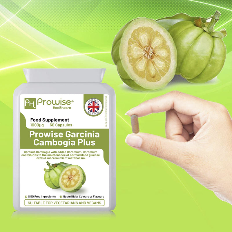 Garcinia Cambogia with Added Chromium 60 Capsules | Daily Dosage 1000mg | Vegan & Vegetarian-Friendly | Garcinia Cambogia Extract Maximum Strength | Made In the UK by Prowise Healthcare - BeesActive Australia