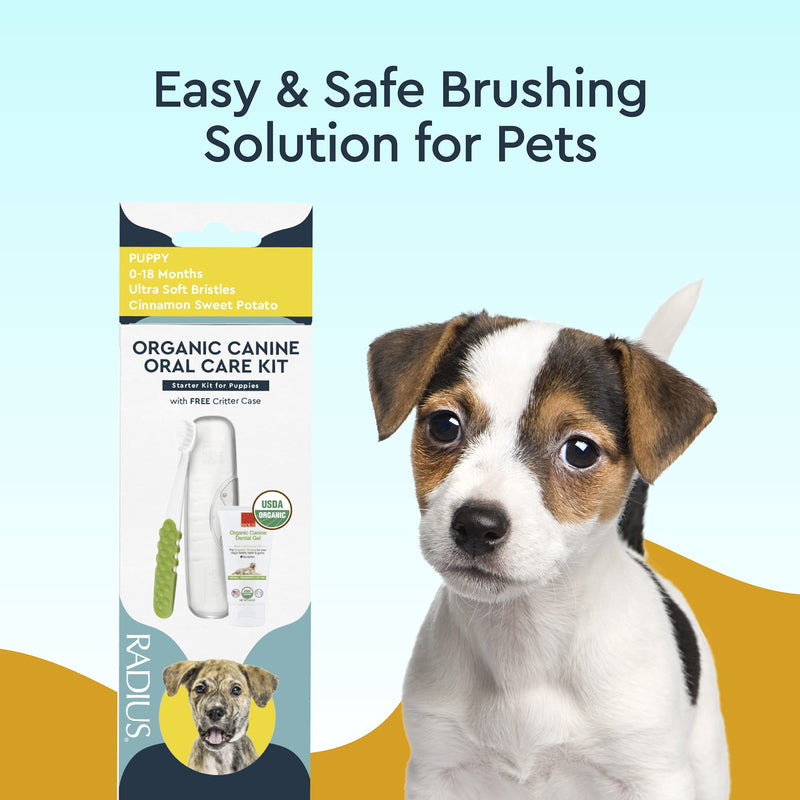 RADIUS Puppy Kit Dog Toothbrush USDA Organic Dental Solutions 0.8oz Toothpaste Ultra Soft Bristle for Dogs Designed to Clean Teeth - Pack of 1 1 Count (Pack of 1) - BeesActive Australia