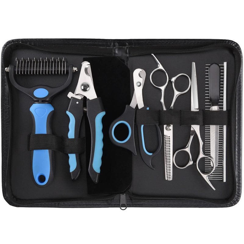 Dog Nail Clippers Trimmer Set, Safety Guard to Avoid Over-Cutting,Dog Grooming Comb Rake Undercoat Brush,Dog Grooming Scissors Shear Kit,8 in 1 Dog Grooming Tools Supplies for Small Large Cat Pet - BeesActive Australia