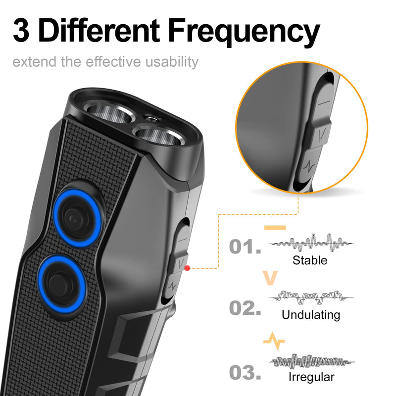 TOKEGO Dog Barking Control Devices, Dual Sensor Ultrasonic Dog Barking Deterrent 3 Frequency Dog Trainer Anti Barking Device with LED Flashlight, 16.4 ft Range Safe for Human and Dog, Rechargeable - BeesActive Australia