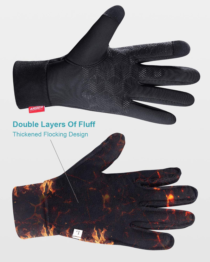 Anqier Winter Gloves,Newest Windproof Warm Touchscreen Gloves Men Women For Cycling Running Outdoor Activities Black-a X-Large - BeesActive Australia