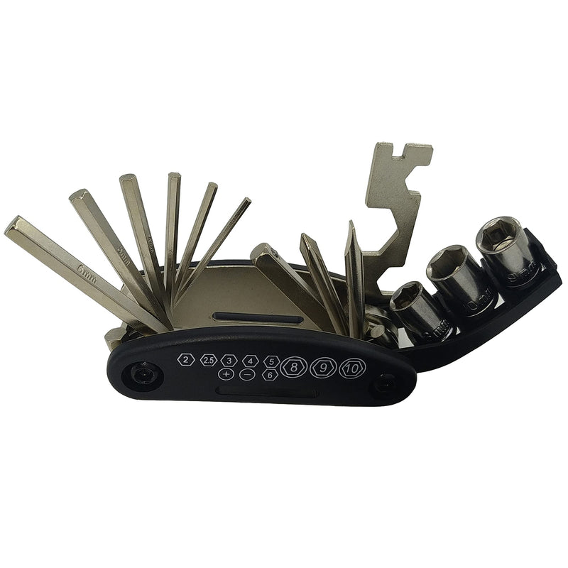 16 in 1 Multi-Function Bike Bicycle Cycling Mechanic Repair Tool Kit，Bicycle Tool Kit, Motorcycle Portable Multifunctional Repair Tool Set， Folding Metric Repair Tool Set Kit - BeesActive Australia