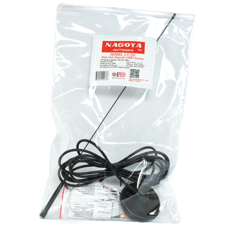 Authentic Genuine Nagoya UT-72G Super Loading Coil 20-Inch Magnetic Mount (Heavy Duty) GMRS (462MHz) Antenna PL-259, Includes Additional SMA Male & Female Adaptors for GMRS Handheld Radios Base / Mobile Antenna UT-72G GMRS PL-259/SMA - BeesActive Australia