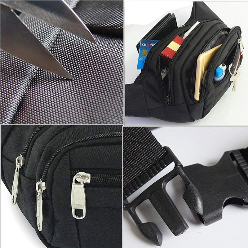 Sports Waist Packs Fanny Bag, Multiple Functions Hip Bum Chest Belly Back Bags with Adjustable Belt Strap for Men, Women Fit for Outdoor Events Like Hiking, Cycling, Running Black - BeesActive Australia