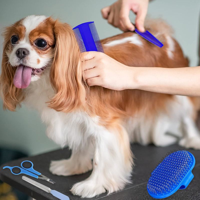 7 Pieces Rabbit Grooming Kit with Rabbit Grooming Brush, Small Animal Nail Clippers and Trimmers,Hand Brushes with Adjustable Hand Strap for Small Rabbit,Hamster, Bunny, Guinea Pig(Blue) Blue - BeesActive Australia