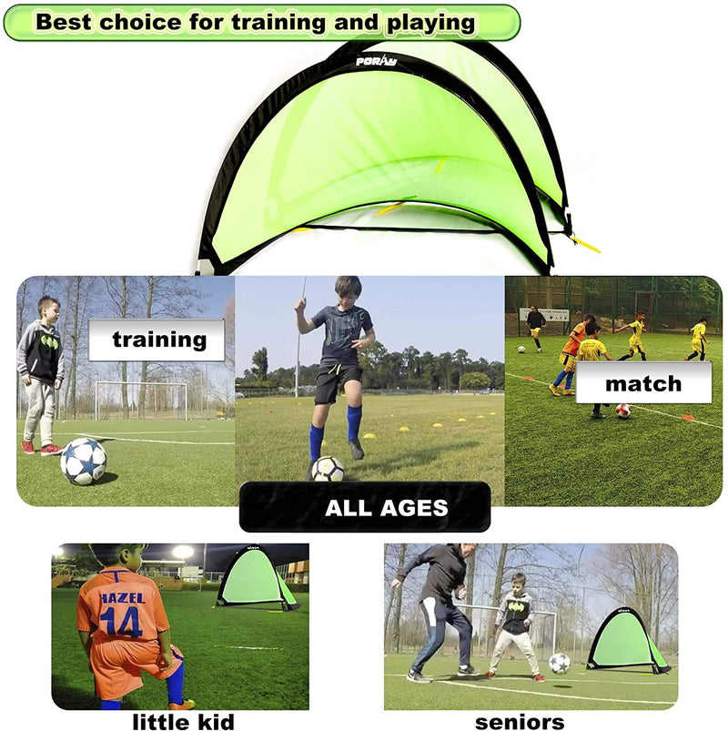 porayhut Pop up Soccer Net Soccer Goal for Kid Easy-up ,Set of 2 ,Portable 210D Oxford with 8 Field Marker Cones & Extra Stakes ,Fun for Backyard and Soccer Training Net - BeesActive Australia