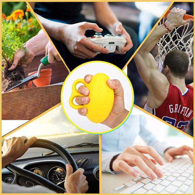 Finger Ball Exerciser Grip Ball Strength Squeeze Stress Balls for Hand, Finger Grip Strengthening Exercise for Hand Yellow - BeesActive Australia