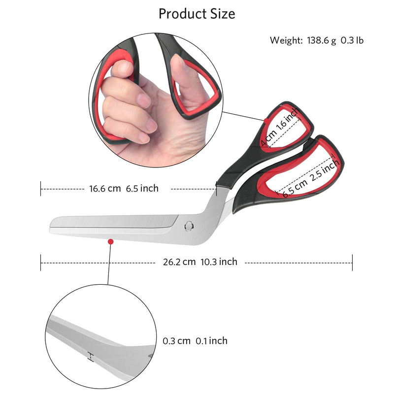 Asdirne Pizza Scissors, Pizza Cutter with Ultra Sharp Detachable Blade and Ergonomic Soft Grip, 10.3Inch, Black&Red - BeesActive Australia