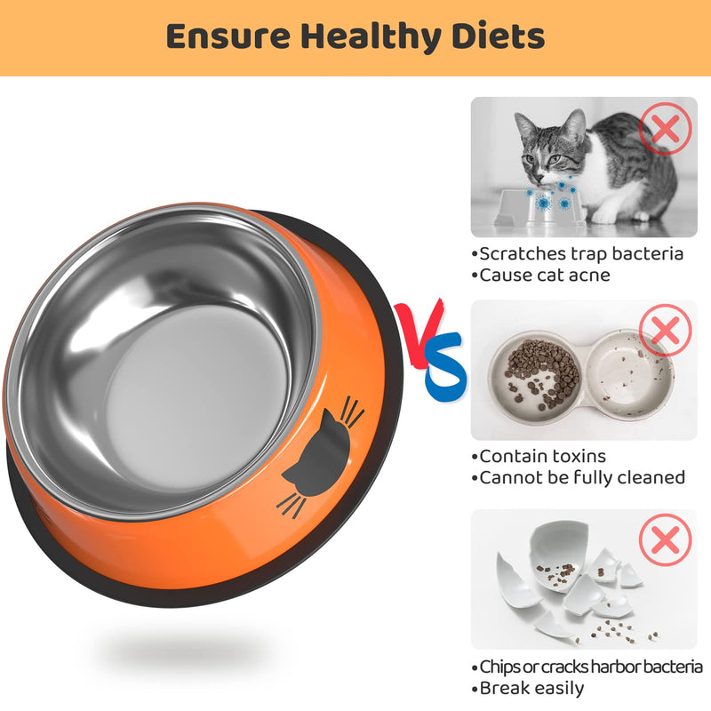 Legendog 3PCS Pet Bowl Stainless Steel Non-Skid Base Dog Bowl Cat Bowl with 2 Food Scoop Multicolor - BeesActive Australia
