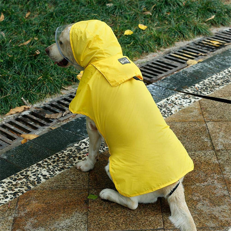 Pet Raincoat Packable Hooded Dog Rain Jacket Reflective Strips Lightweight Adjustable Poncho for Small Medium Large Dogs XXL (Back:24 Inches) Yellow - BeesActive Australia
