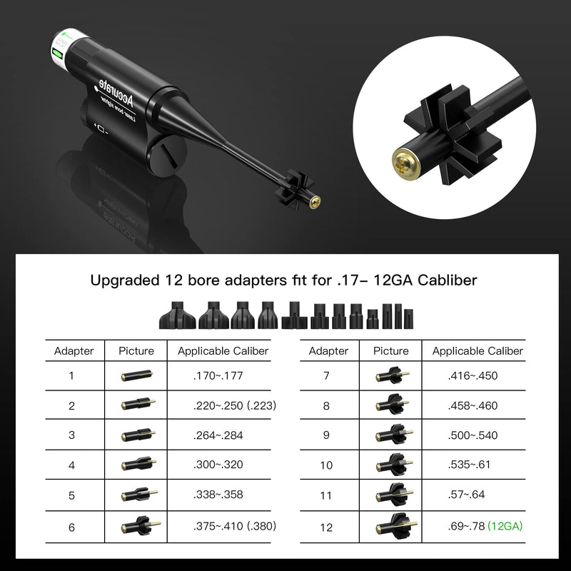 Tyseam Universal Laser Bore Sight Kit for .177 to 12GA Multiple Caliber Hunting, Rifles Pistol Barrel Laser Boresighter Kit for Zeroing Scopes, Optics & Iron Sight Green - BeesActive Australia