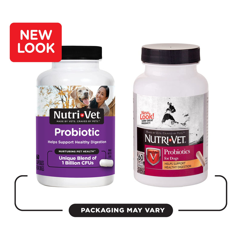Nutri-Vet Probiotics Capsules for Dogs | Supports Digestive Health | For All Size Dogs | Promotes Healthy Immune System | Vet Formulated | 60 Count Capsules - BeesActive Australia