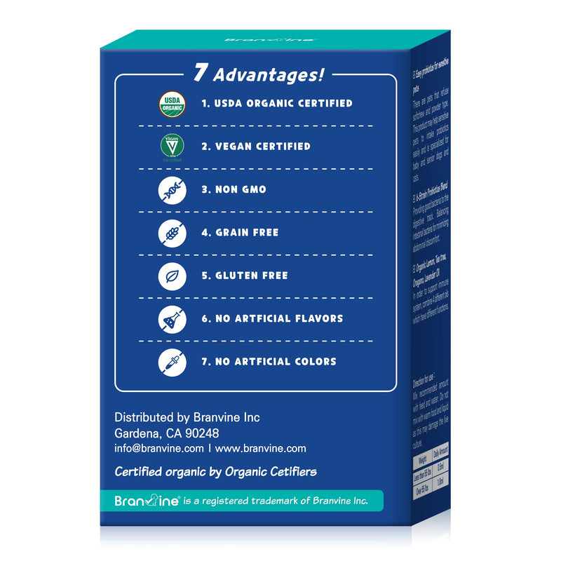 Branvine Probiotics Liquid Immune Support& Gut Health for Dogs and Cats - 6-Strains Probiotics with Organic Lemon, Organic Tea Tree, Organic Oregano, Organic Lavender (30 ml) - BeesActive Australia
