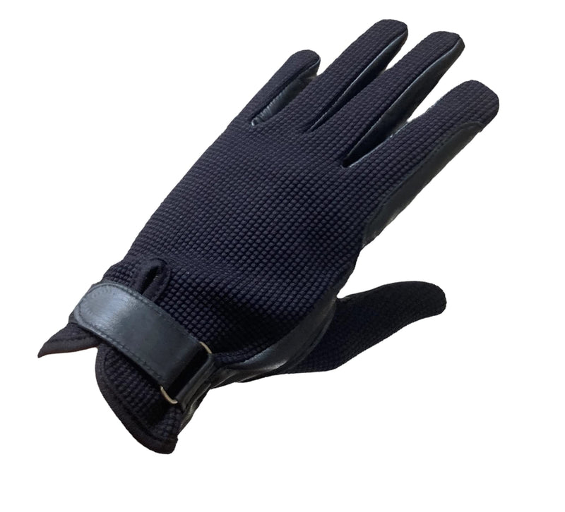Ladies Horse Riding Women's Gloves Equestrian Real Leather & Cotton Premium Quality in Black Medium - BeesActive Australia