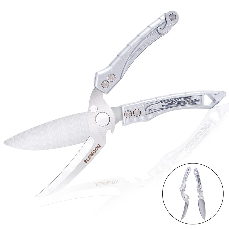 SLEMOON Kitchen Shears Heavy Duty Poultry Shears Meat Cutting Dishwasher Safe and Stainless Food Kitchen Scissors for Chicken Turkey Thanksgiving,Silver2 Z-silver - BeesActive Australia