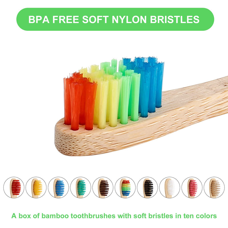Yorgewd Children's Bamboo Toothbrush | 10 Pack Soft Bristles | Biodegradable Wooden Handle | Eco-Friendly Toothbrush for Kids BPA Free - BeesActive Australia